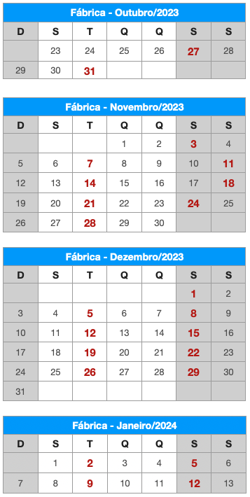 Natal Luz de Gramado - Calendário datas da Fäbrica de Natal